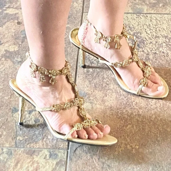 Metro Gold Rhinestone Sandals - Picture 8 of 14